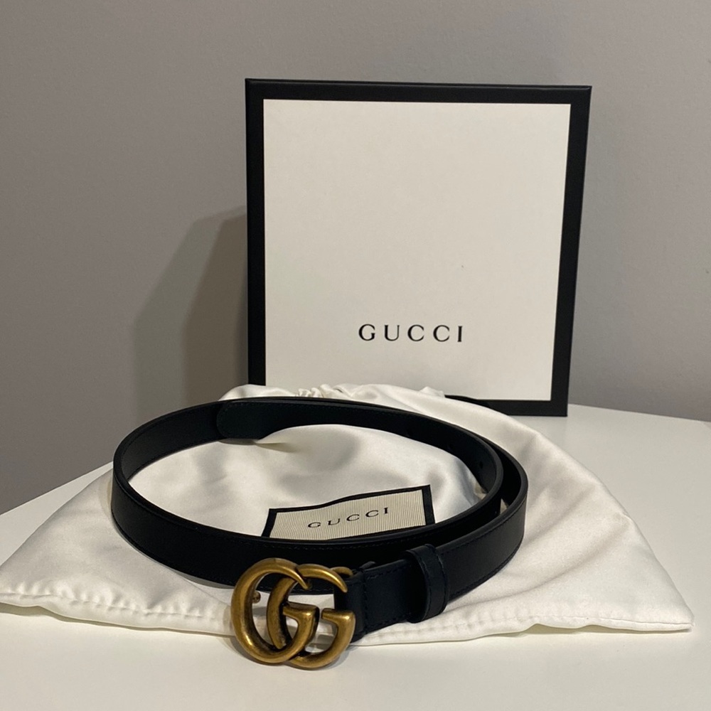 🎁Gift idea🎁 Gucci LEATHER BELT WITH DOUBLE G BUCKLE